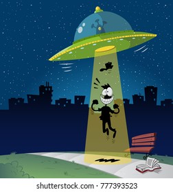 Alien abducting guy from park