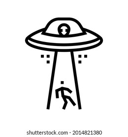 alien abduction line icon vector. alien abduction sign. isolated contour symbol black illustration