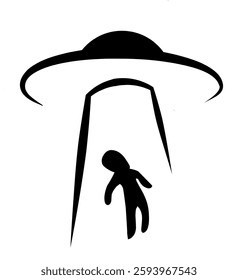 Alien Abduction Silhouette Illustration with UFO