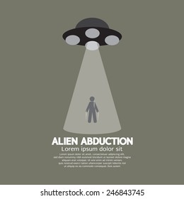 Alien Abduction With UFO Spaceship Vector Illustration