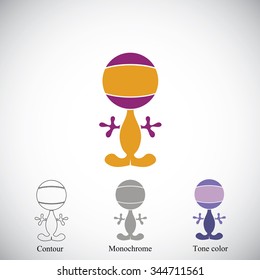 Alien abstract figure in different color versions