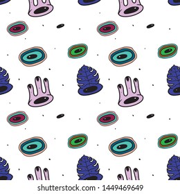 Alien abstract pattern with cosmic animals. A little bacteria in the art space