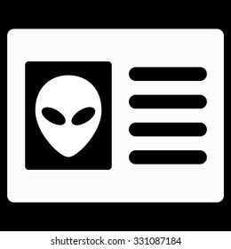 Alien Account Card vector icon. Style is flat white symbol, rounded angles, black background.