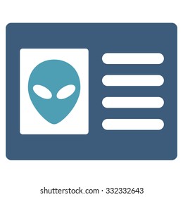 Alien Account Card vector icon. Style is flat bicolor cyan and blue symbol, rounded angles, white background.