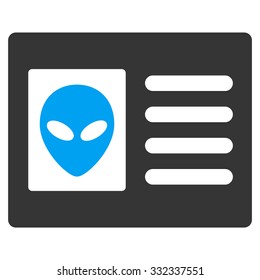 Alien Account Card vector icon. Style is flat bicolor blue and gray symbol, rounded angles, white background.