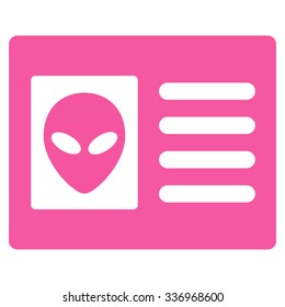 Alien Account Card vector icon. Style is flat pink symbol, rounded angles, white background.