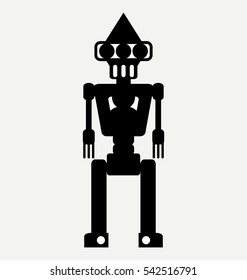 alien android robot, vector robot silhouette 
