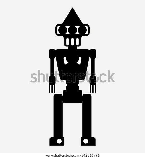 Alien Android Robot Vector Robot Silhouette Stock Vector Royalty Free 542516791