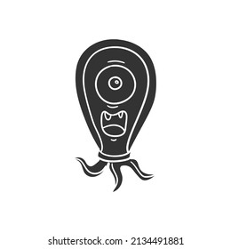 Alien Angry Icon Silhouette Illustration. Future Invasion Extraterrestrial  Vector Graphic Pictogram Symbol Clip Art. Doodle Sketch Black Sign.
