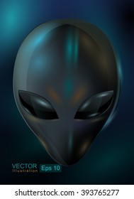 Alien from another planet. Face of  Extraterrestrial from the space. Green man from the alien planet.