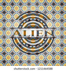 Alien arabesque style emblem. arabic decoration.