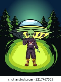 Alien Arrived on Earth Illustration 