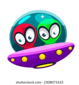 Alien and astronaut are engaged in races in outer space.Vector illustration