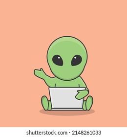 alien astronaut  galaxy universe space robot interstellar cute character vector icon cartoon doodle