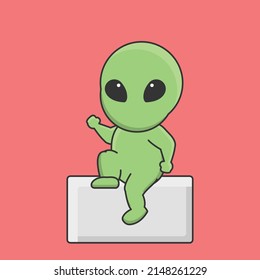 alien astronaut  galaxy universe space robot interstellar cute character vector icon cartoon doodle