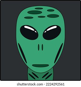 Alien, avatar. The elongated head of an alien creature. Humadoid face. Silhouette of an alien from another planet