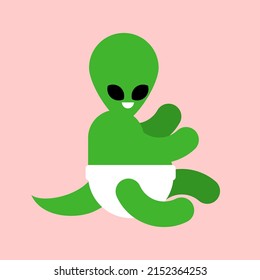 Alien baby isolated. extraterrestrial child. Little monster Vector illustration