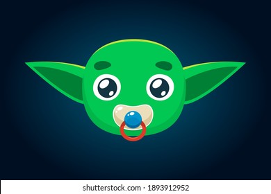 alien baby with pacifier. Isolated Vector Illustration