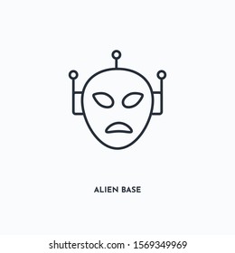 alien base outline icon. Simple linear element illustration. Isolated line alien base icon on white background. Thin stroke sign can be used for web, mobile and UI.
