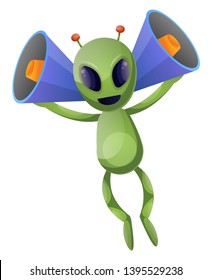 Alien with big ears, illustration, vector on white background.