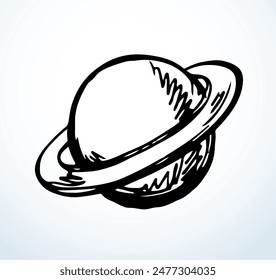 Alien gran venus orbe lunar bola del sol pluto forma del cuerpo urano cinturón de la mosca de la tierra blanca del cielo línea cosmo de ciencia ficción concepto dibujado a mano negro contorno marte Explore júpiter logo arte retro doodle cómic estilo scifi