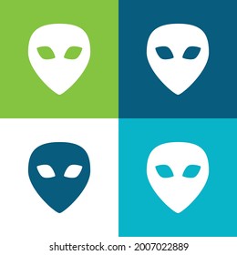 Alien Black Head Shape Flat four color minimal icon set
