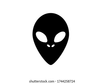 Alien black and white silhouette . Clip-art illustration.