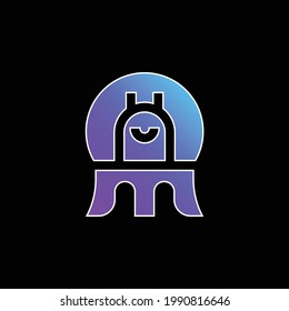 Alien blue gradient vector icon