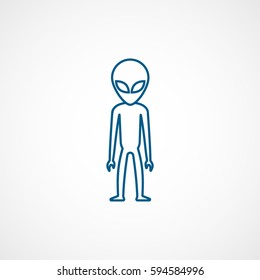Alien Blue Line Icon On White Background 