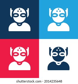 Alien blue and red four color minimal icon set