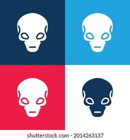 Alien blue and red four color minimal icon set
