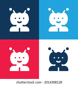 Alien blue and red four color minimal icon set