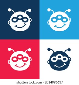 Alien blue and red four color minimal icon set