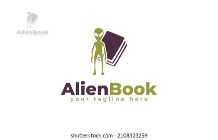 Alien book logo design. vector