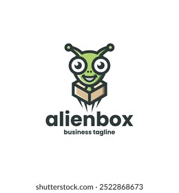 alien box mascot logo vector