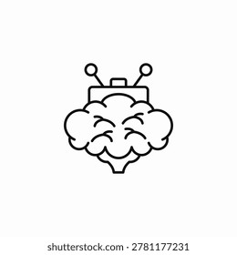 alien brain monster icon sign vector