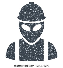 Alien Builder grainy textured icon for overlay watermark stamps. Flat symbol with unclean texture. Dotted vector smooth blue ink rubber seal stamp with grunge design on a white background.