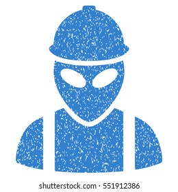 Alien Builder grainy textured icon for overlay watermark stamps. Flat symbol with dirty texture. Dotted vector cobalt ink rubber seal stamp with grunge design on a white background.