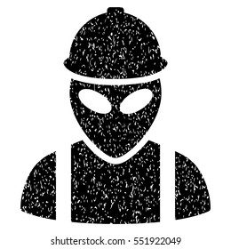 Alien Builder grainy textured icon for overlay watermark stamps. Flat symbol with unclean texture. Dotted vector black ink rubber seal stamp with grunge design on a white background.