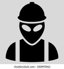 Alien Builder vector icon. Style is flat black symbol, rounded angles, light gray background.