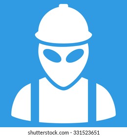 Alien Builder vector icon. Style is flat white symbol, rounded angles, blue background.