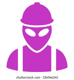 Alien Builder vector icon. Style is flat violet symbol, rounded angles, white background.