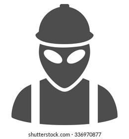 Alien Builder vector icon. Style is flat gray symbol, rounded angles, white background.