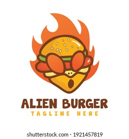 Alien burger logo with a spicy theme. Suitable for use as logos, illustrations and icons