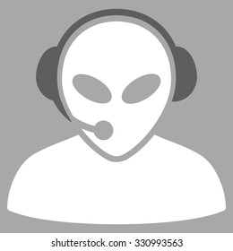 Alien Call Center vector icon. Style is flat bicolor dark gray and white symbol, rounded angles, silver background.