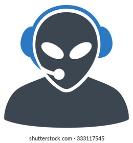 Alien Call Center vector icon. Style is flat bicolor smooth blue symbol, rounded angles, white background.