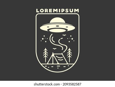 Alien camp area line art illustration design