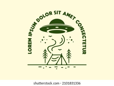 Alien camp area line art illustration design