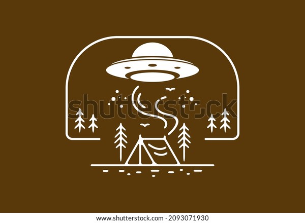 Alien camp area\
line art illustration\
design