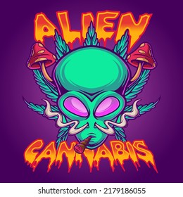 Alien Cannabis Mascot Logo Template